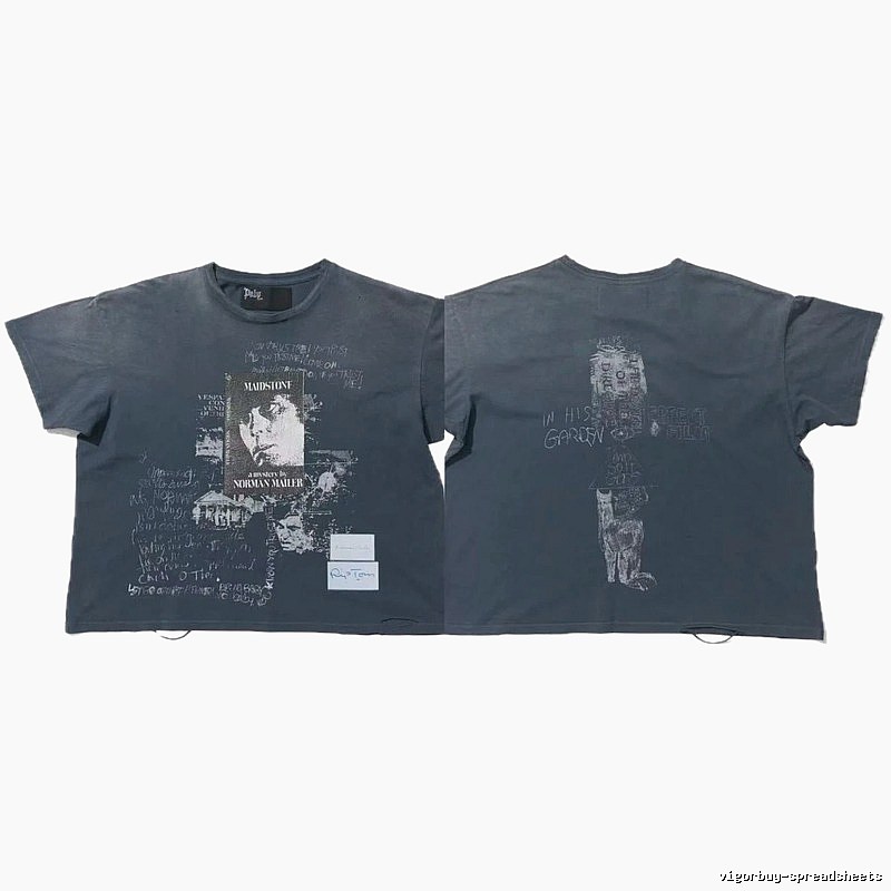 Paly Hollywood Portrait Graffiti Vintage Washed Grey T-shirt