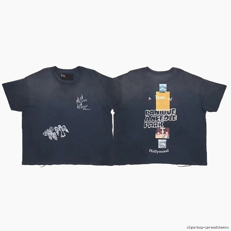 Paly Hollywood Print Vintage Style Navy Blue T-shirt