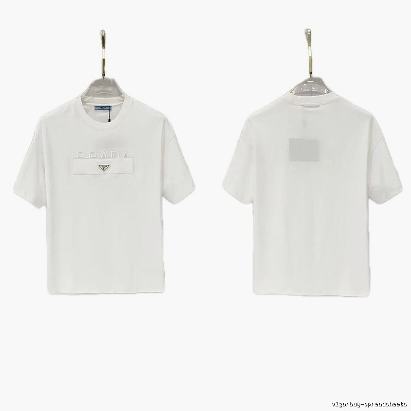 Prada Classic Triangle Logo Minimalist Style White T-Shirt