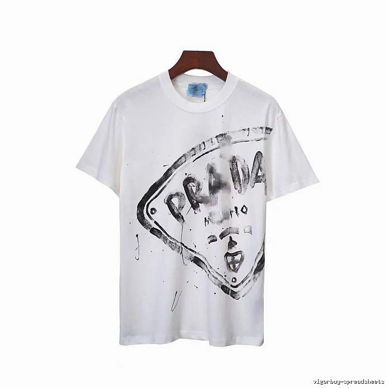 Prada Graffiti Print Street Style White T-Shirt