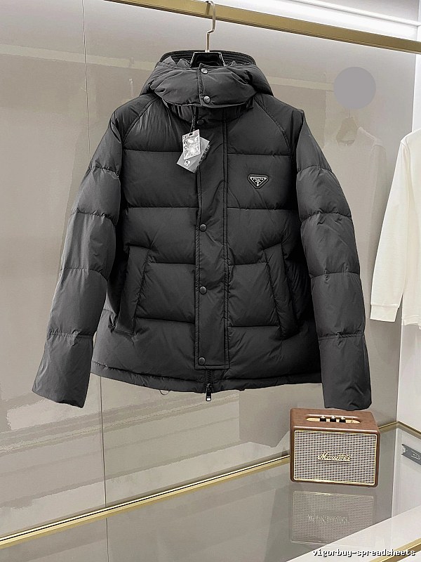 Prada Hooded Puffer Jacket with Black Hooded Logo