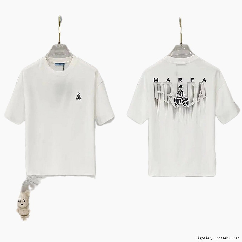 Prada MARFA Streetwear Style White Short-Sleeve T-Shirt