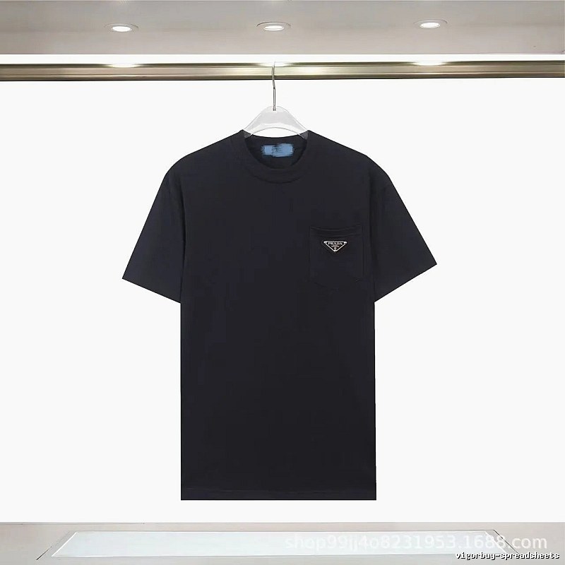 Prada Triangle Logo Minimalist Style Black Short-sleeve T-shirt