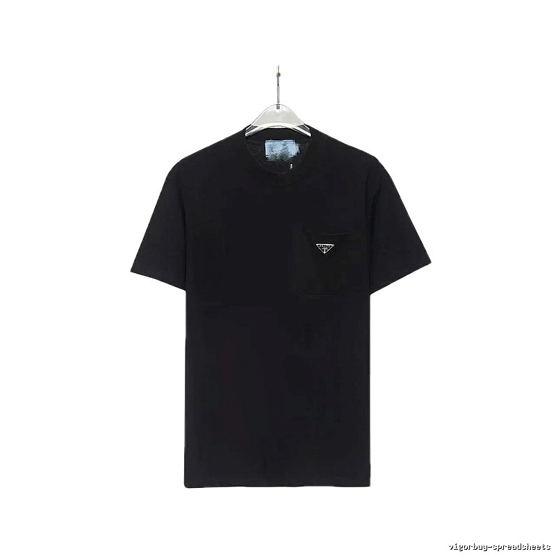 Prada Triangle Logo Minimalist Style Black Short-sleeve T-shirt