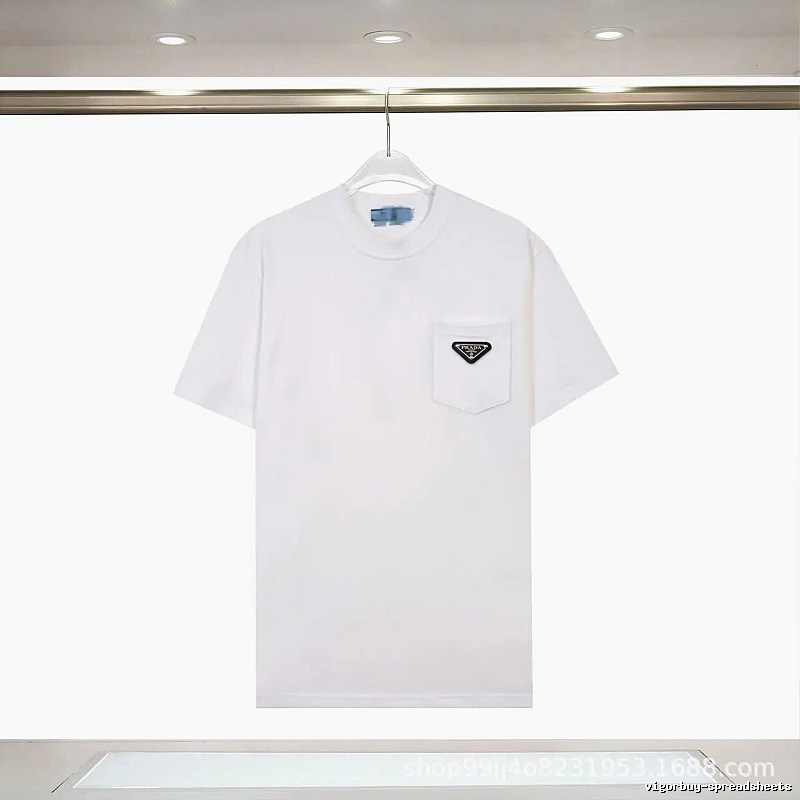Prada Triangle Logo Minimalist Style White T-Shirt