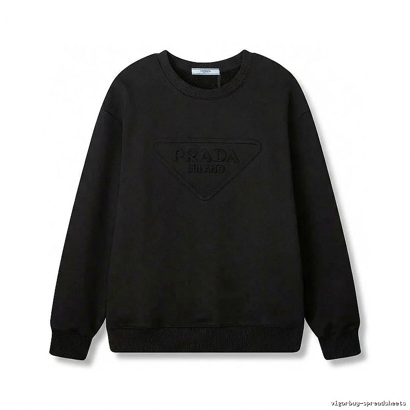 Prada triangular logo simple black sweatshirt