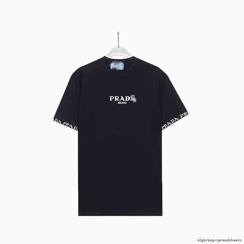 Prada Webbing Trendy Style Black Short-sleeve T-shirt