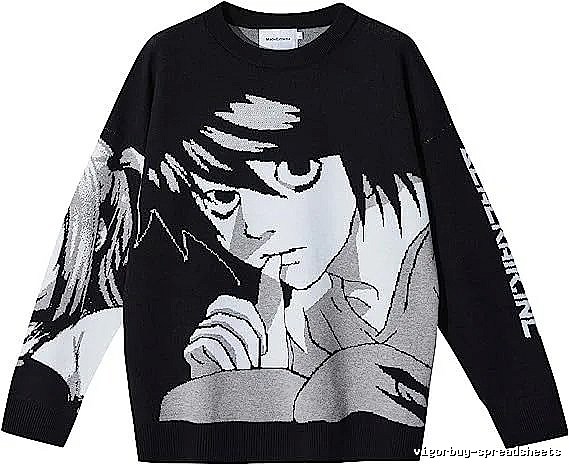 Premium Style Anime graphic sweater Black Knit Top for Minimal Outfits