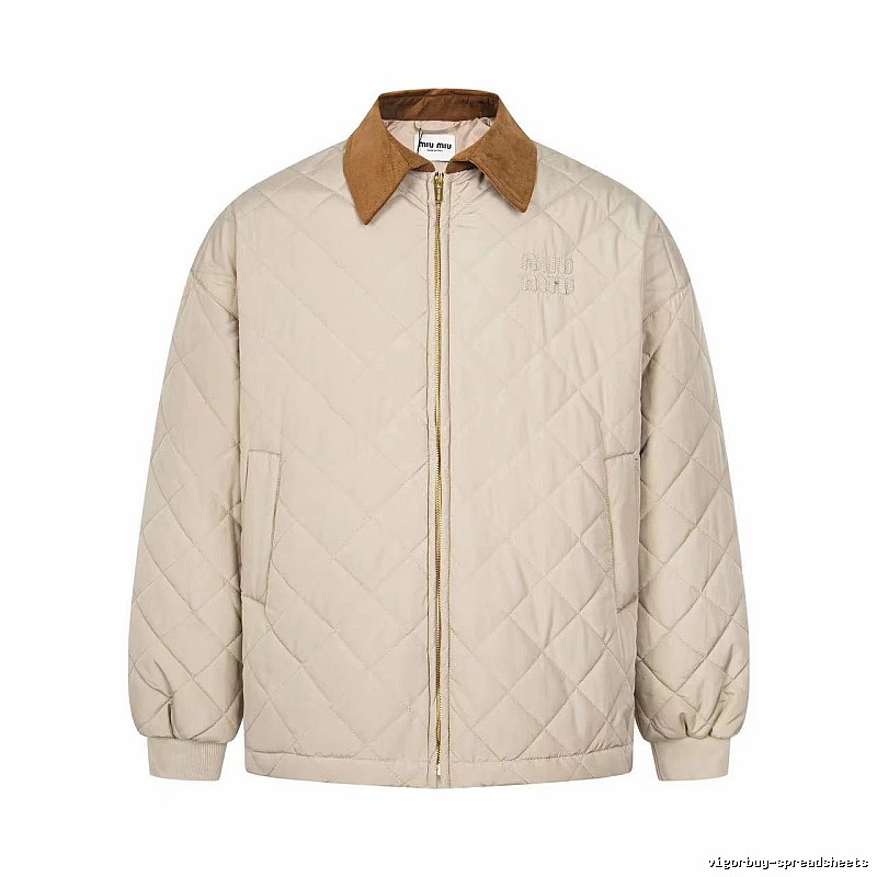 Quilted Collared Jacket with diamond stitching and a contrasting brown collar - Travel