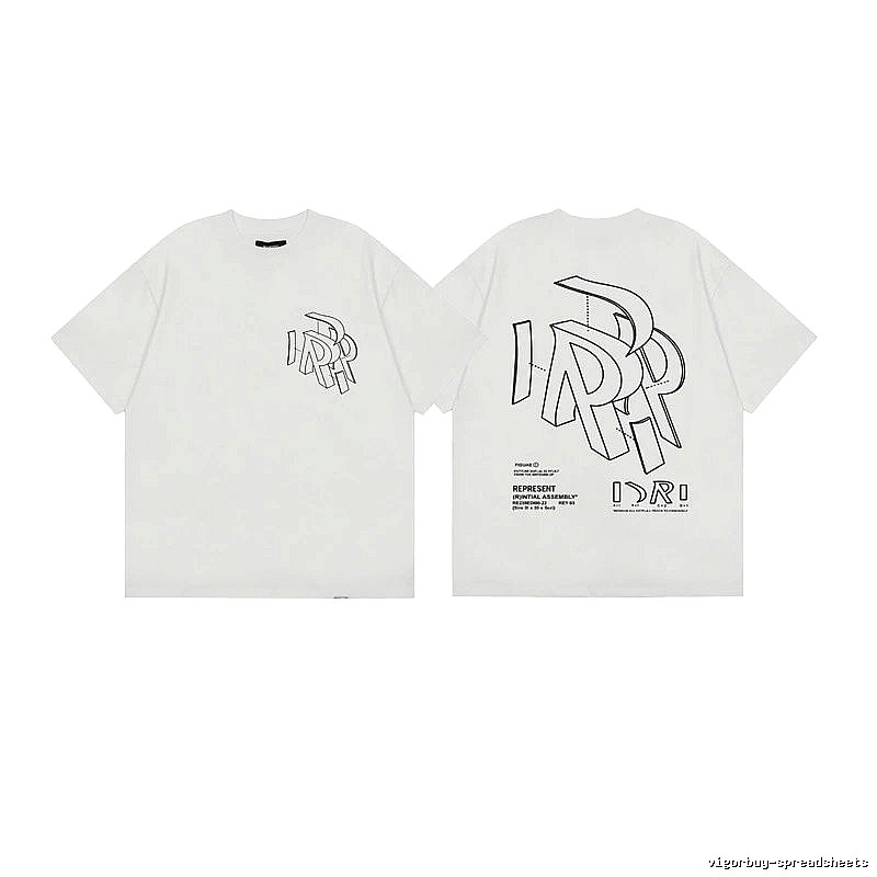 Represent Geometric Print Street-style Off-white T-shirt