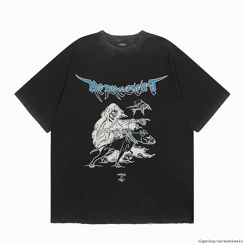 Represent Grim Reaper Print Vintage Style Black T-Shirt