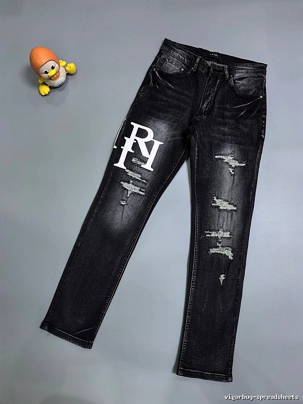 Represent Weekend Distressed Logo Jeans - large white monogram and ripped slim-leg detailing