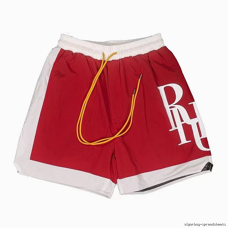 RHUDE Red and White Contrast Color Sports Shorts