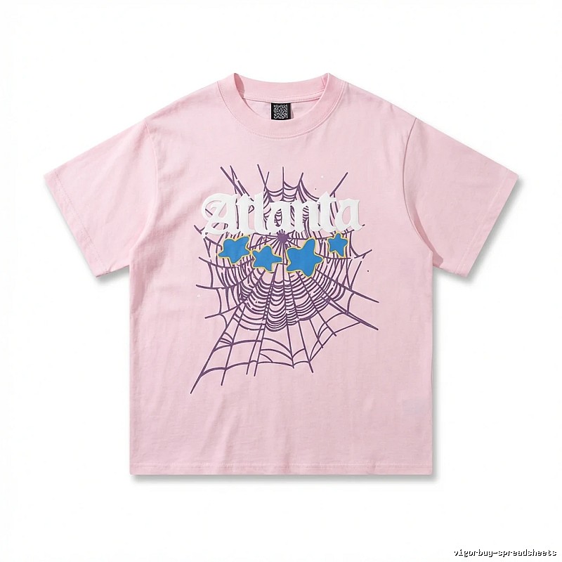 Sp5der cobweb print pink T-shirt