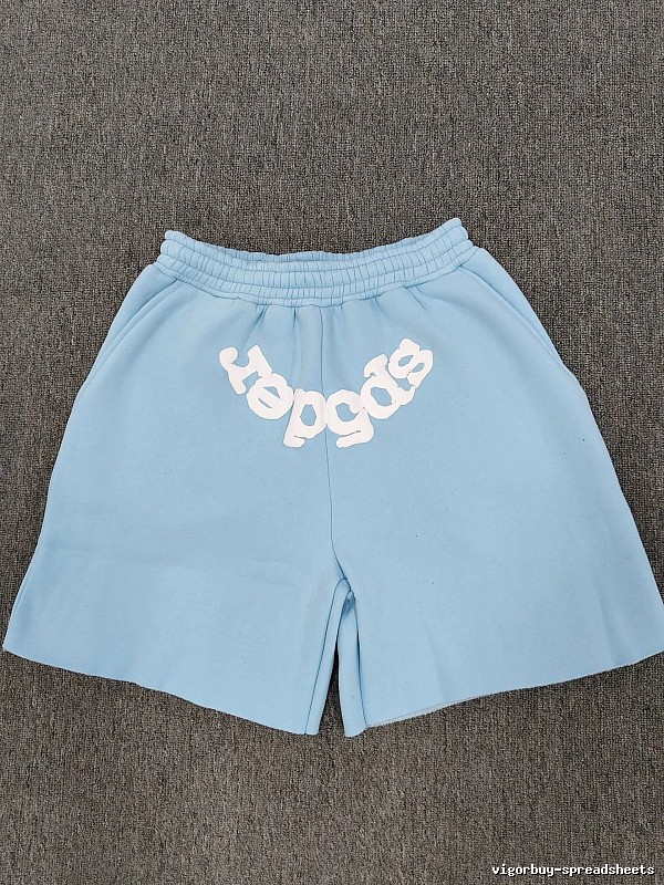 Sp5der Foam Print Street Style Light Blue Shorts