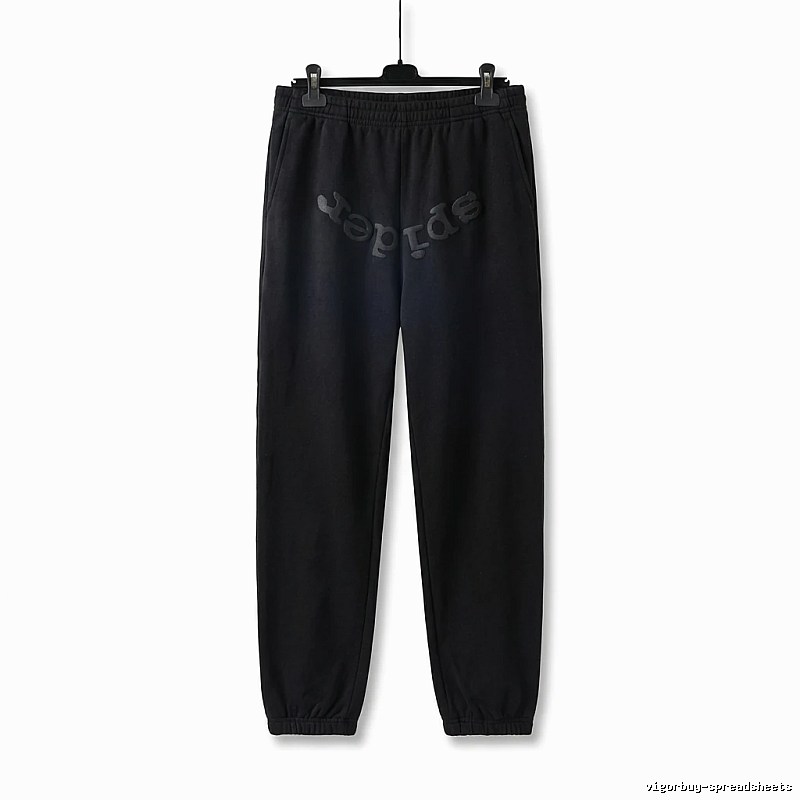 Sp5der Letter Trendy brand Black Sweatpants