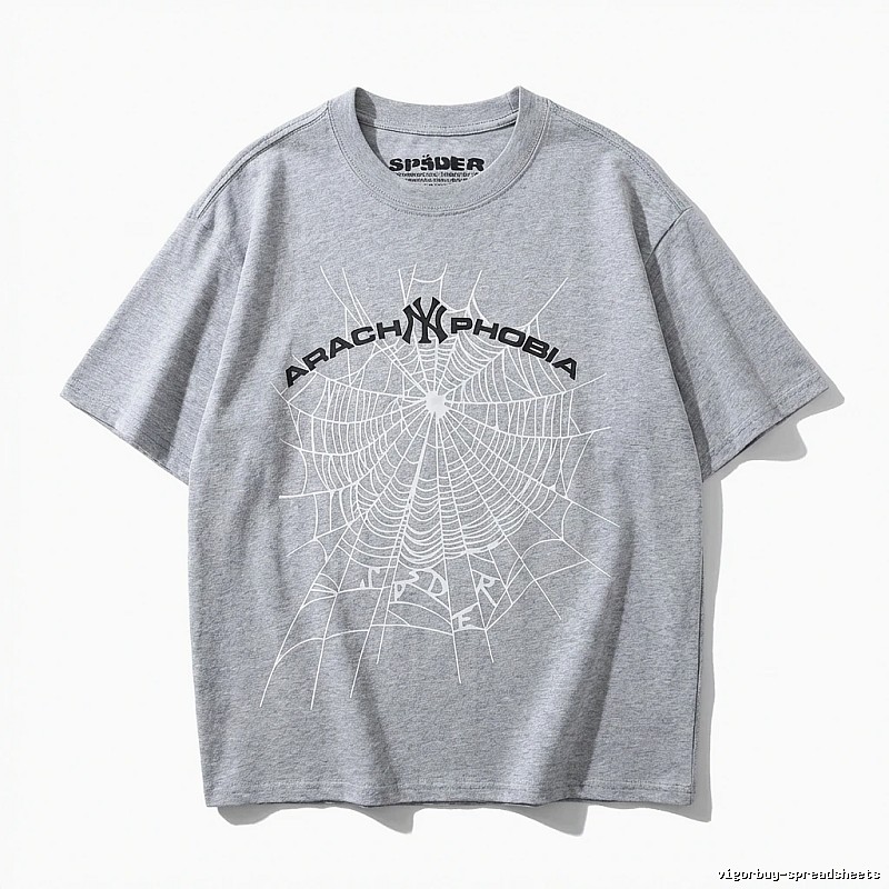 Sp5der Spider Web Trendy Grey T-shirt