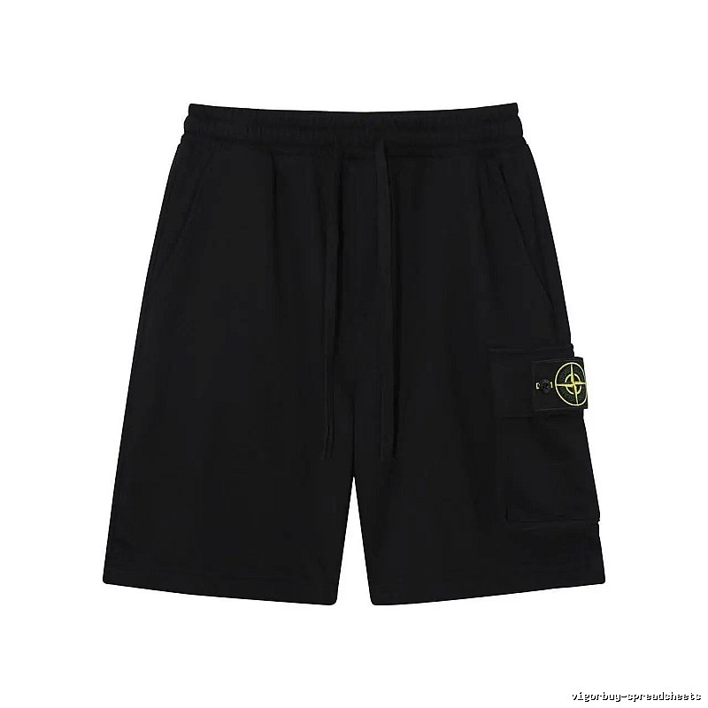 Stone Island Compass Logo Workwear Style Black Shorts
