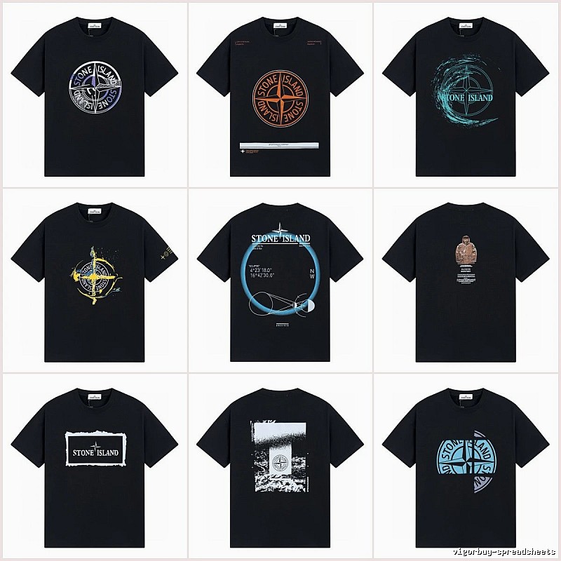 Stone Island Compass Print Street Style Black T-Shirt