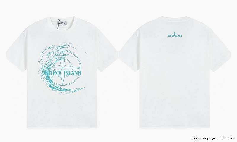 Stone Island Compass Print Street Style White T-Shirt