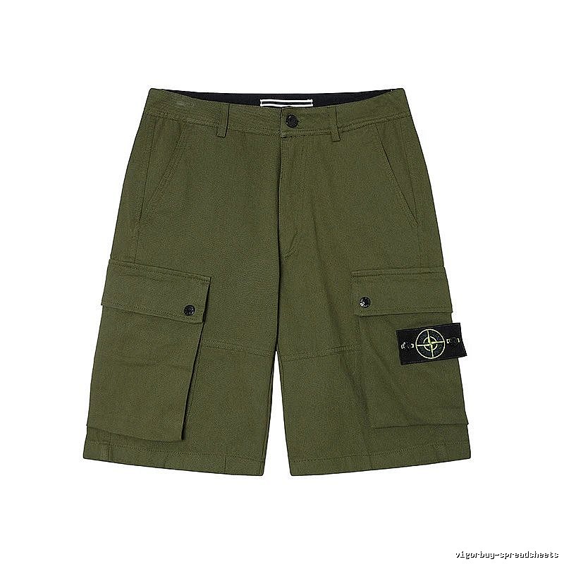 Stone Island Compass Workwear Style Army Green Cargo Shorts