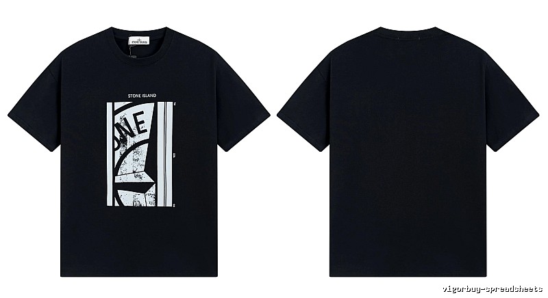 Stone Island Printed Street Style Black T-shirt