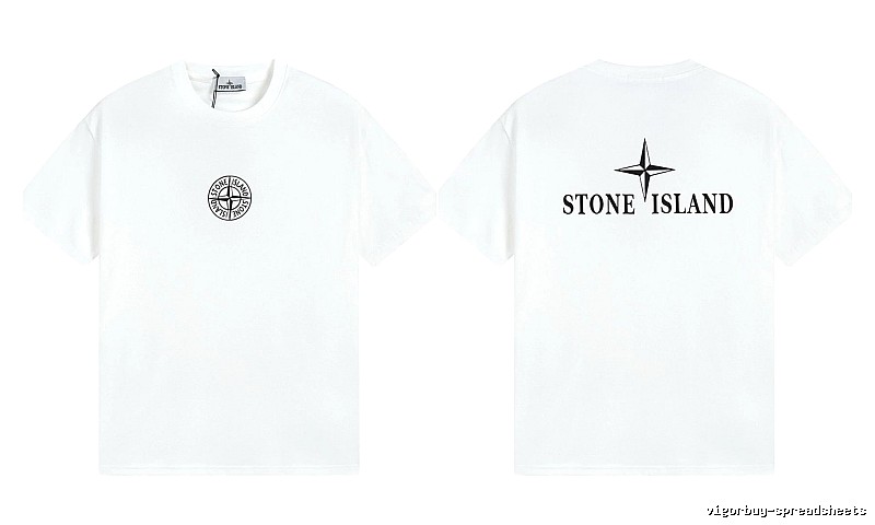 Stone Island Printed Street Style White Short Sleeve T-shirt