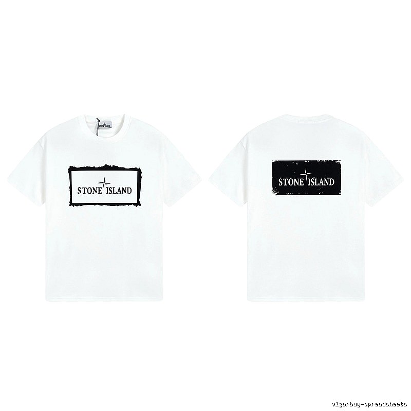 Stone Island Printed Street Style White Short Sleeve T-Shirt