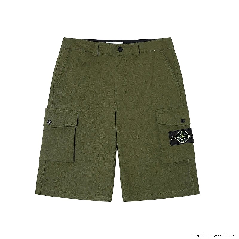 Stone Island Techwear Style Army Green Cargo Shorts