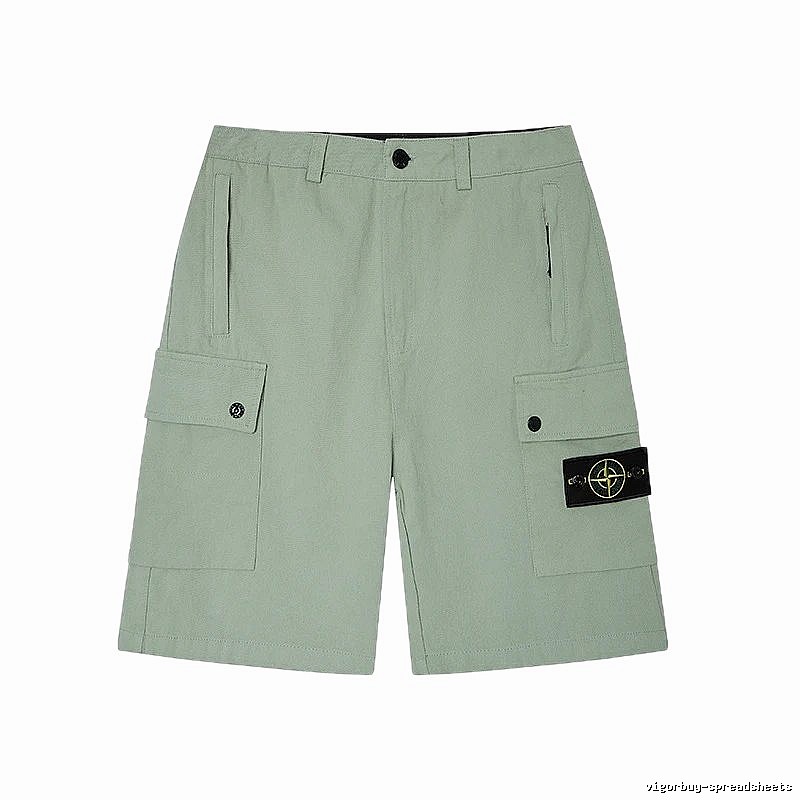 Stone Island Techwear-style Multi-pocket Light Green Cargo Shorts