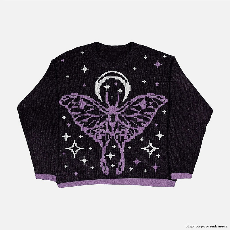 Streetwear Anime graphic sweater Black Knit Top with Logo Accent