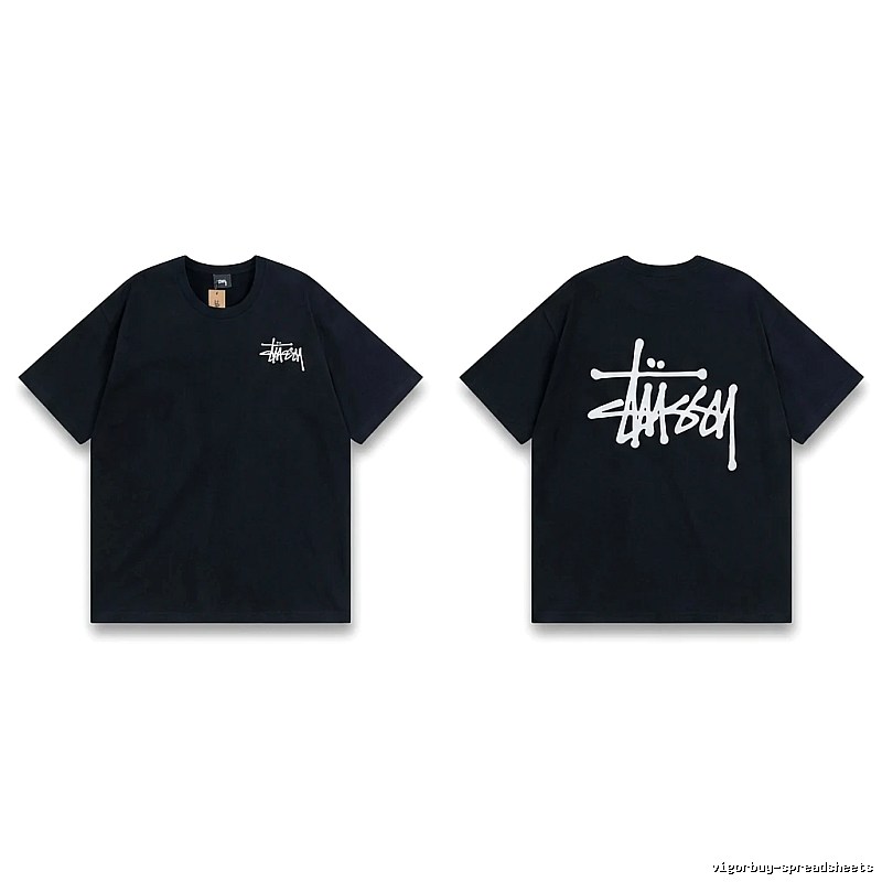 Stussy basic style simple black T-shirt