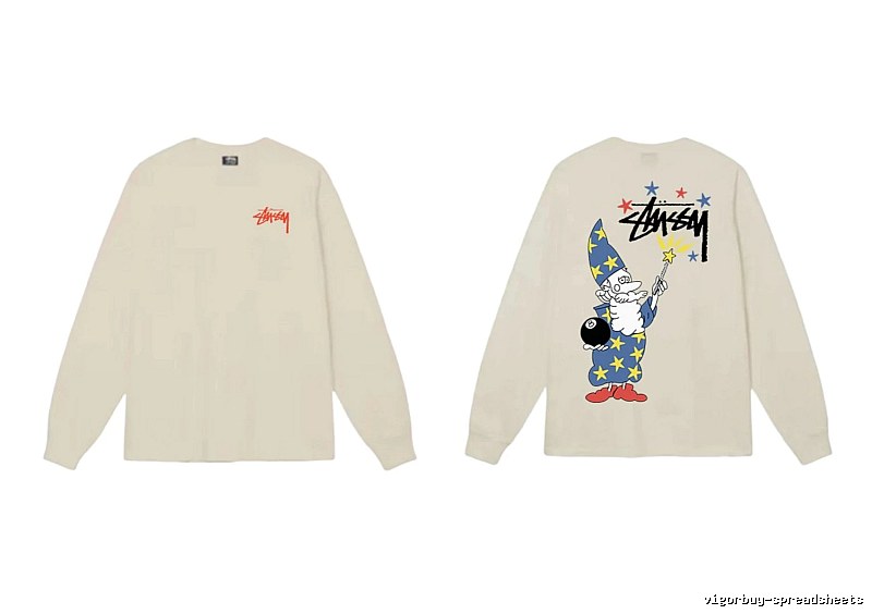 Stussy cartoon print beige long-sleeve