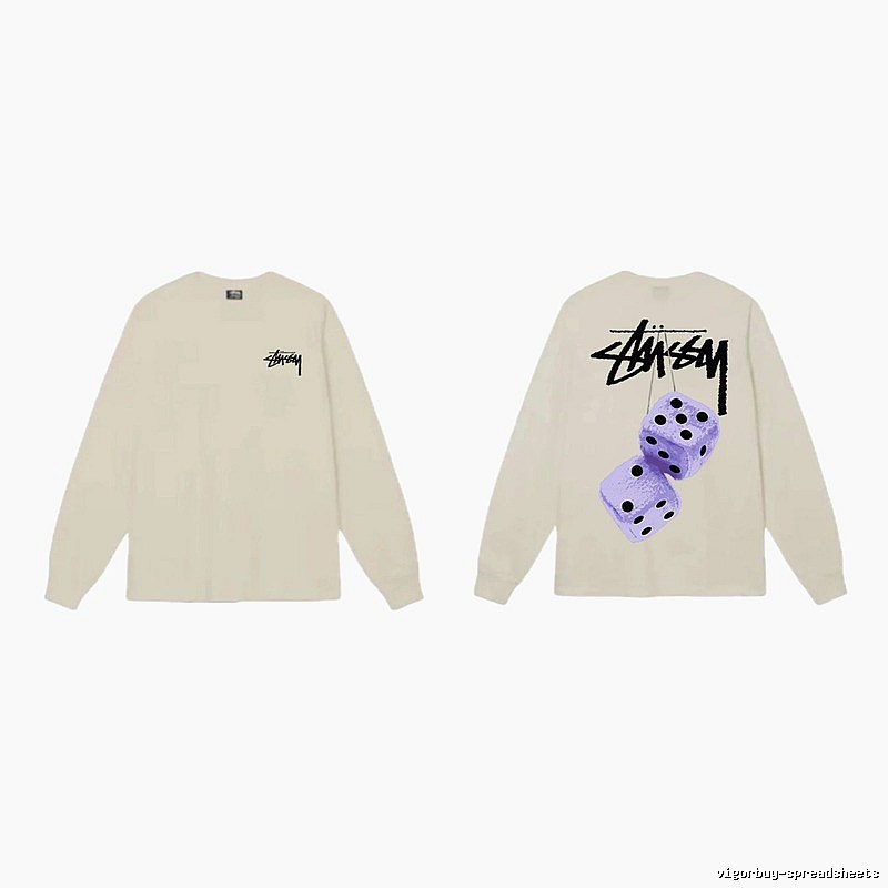 Stussy Dice Print Off-white Long-sleeve Shirt