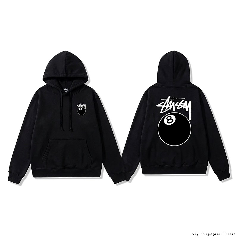 Stussy No. 8 Ball Cool Style Black Hoodie
