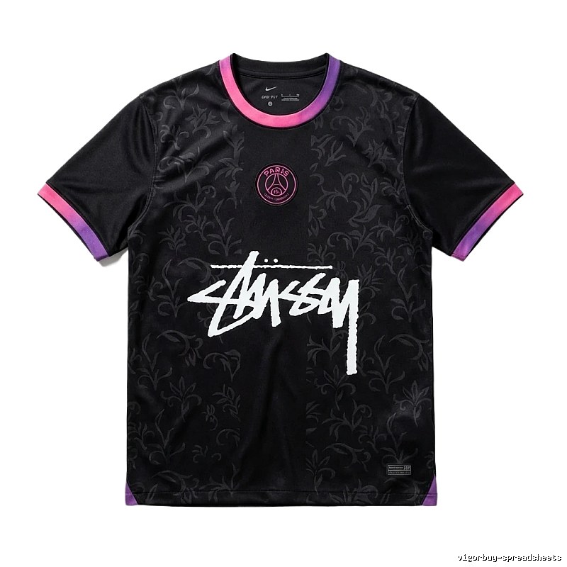 Stussy Paris Co-branded Style Black T-shirt