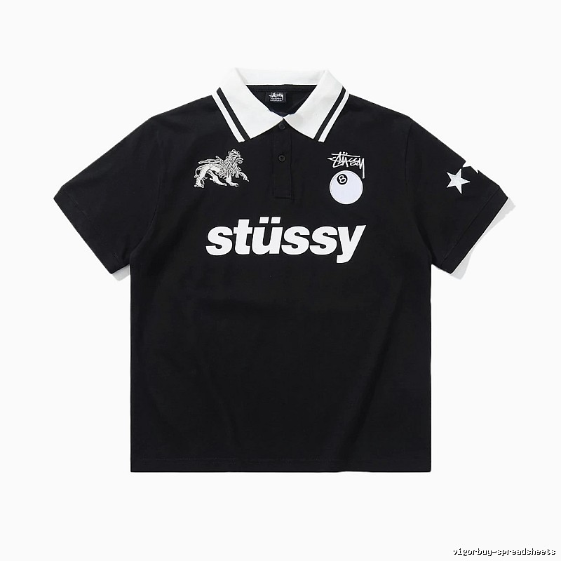 Stussy Trendy Style Black Polo Shirt