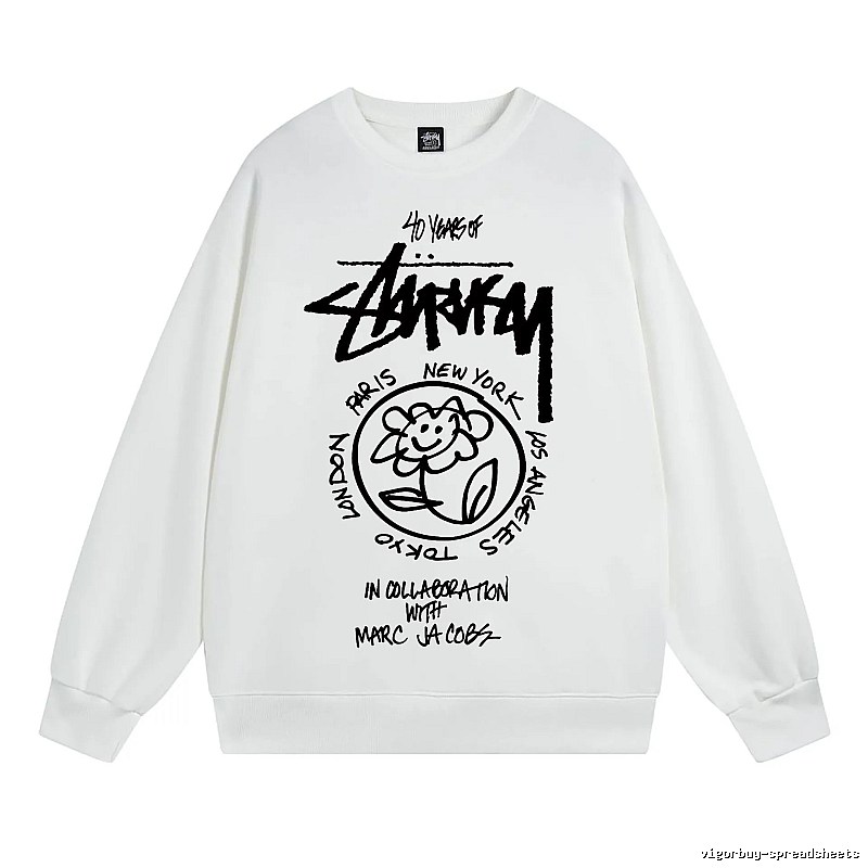 Stussy White Style 539 Graphic SweatShirt Airport Outfit