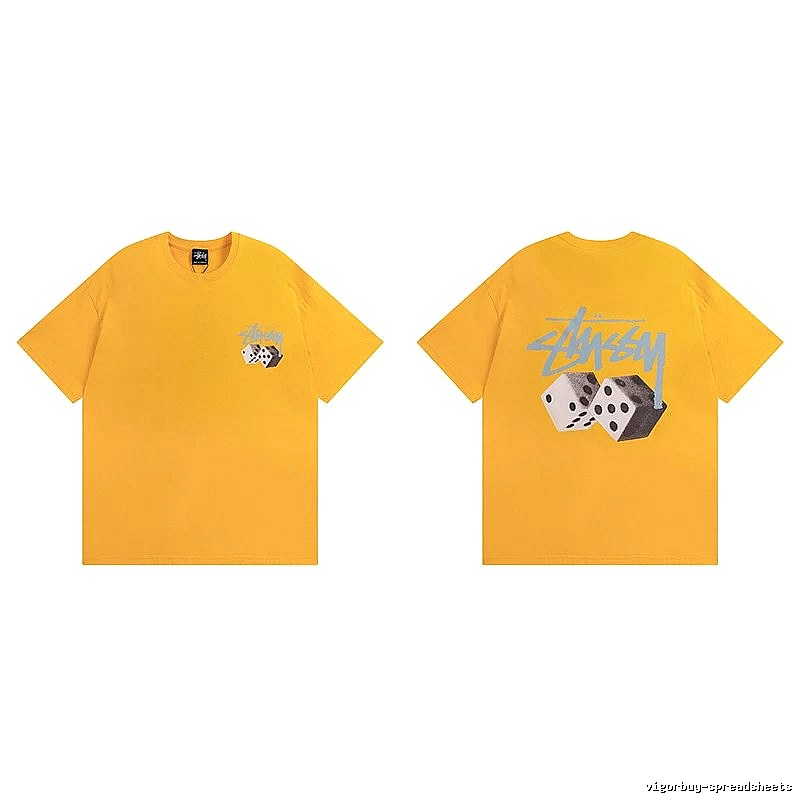 Stussy Yellow Spider Graphic T-Shirt Summer Styling Logo