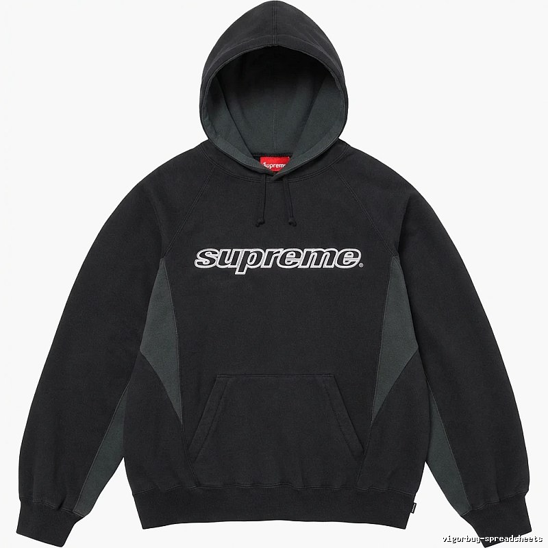 Supreme patchwork-style black hoodie