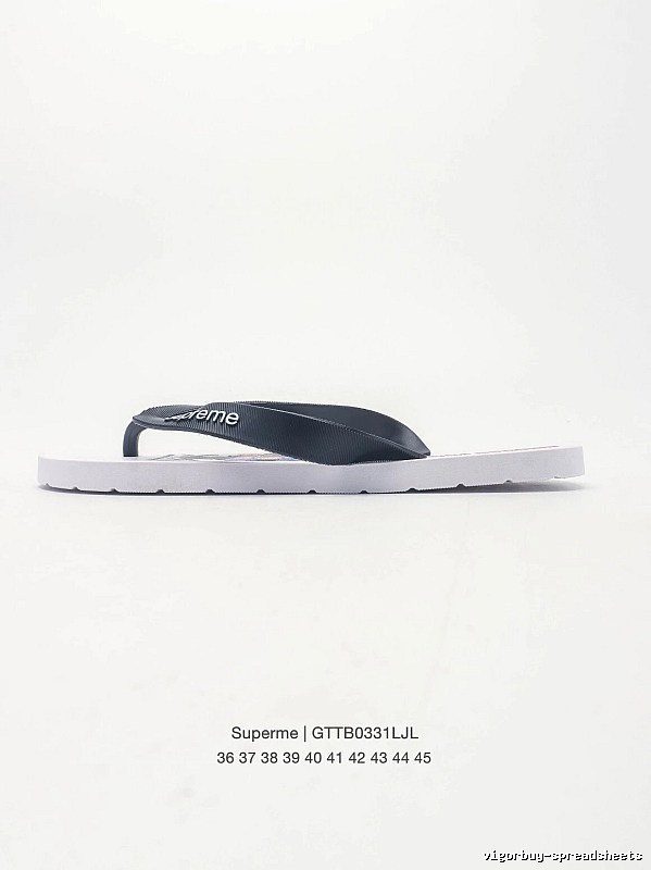 Supreme Street Fashion Black and White Flip-Flops