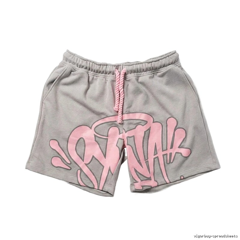 SynaWorld graffiti-style gray shorts
