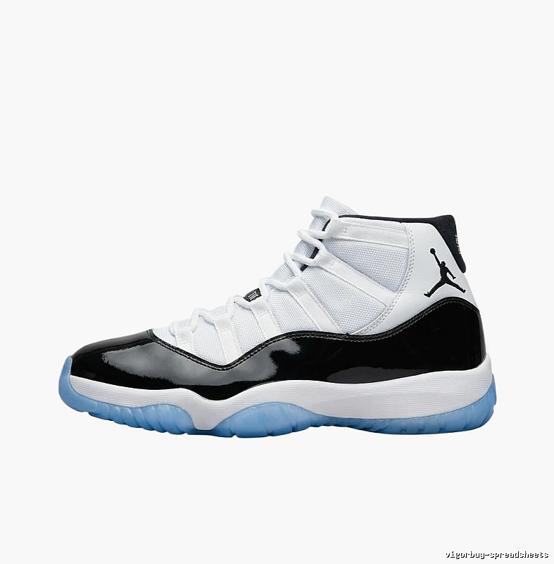 The classic black-and-white Air Jordan 11 basketball shoes.