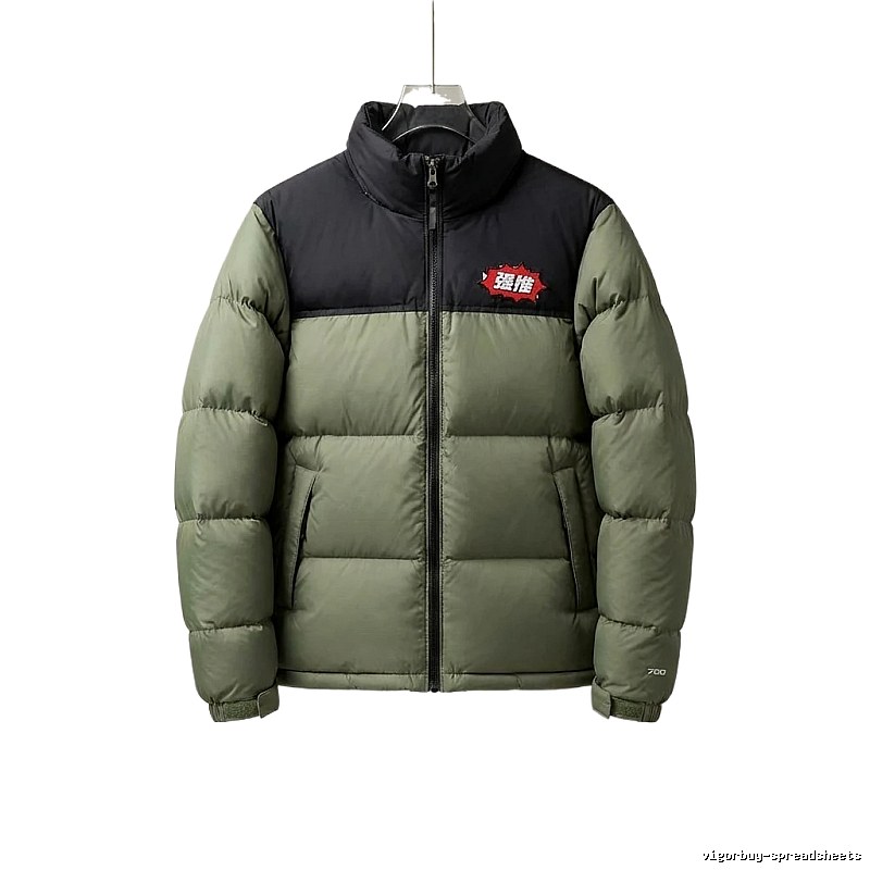 The North Face retro-style matcha green down jacket