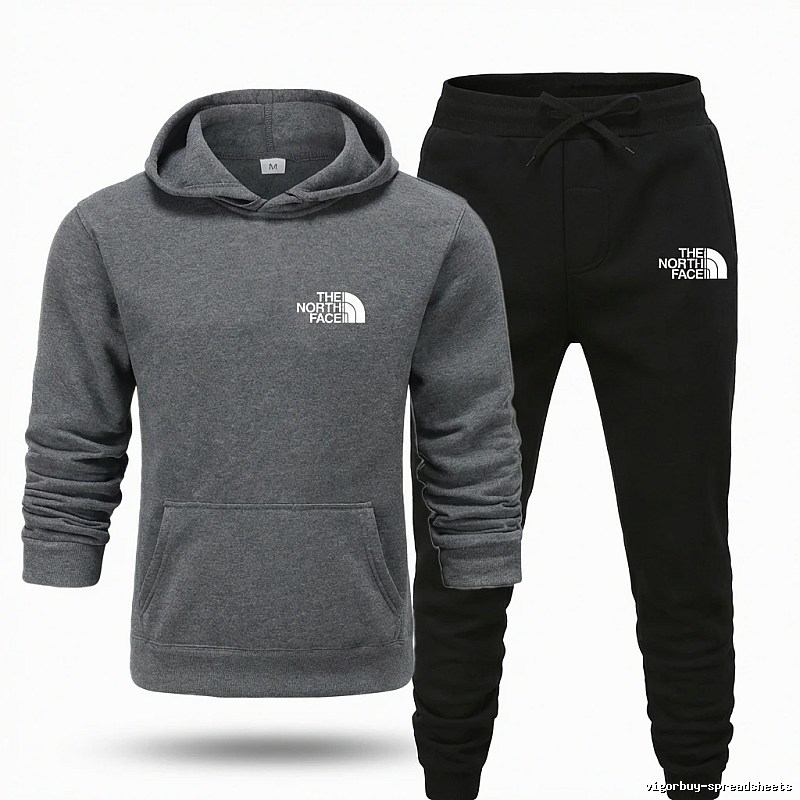 The North Face Simple Gray and Black Sportswear Set