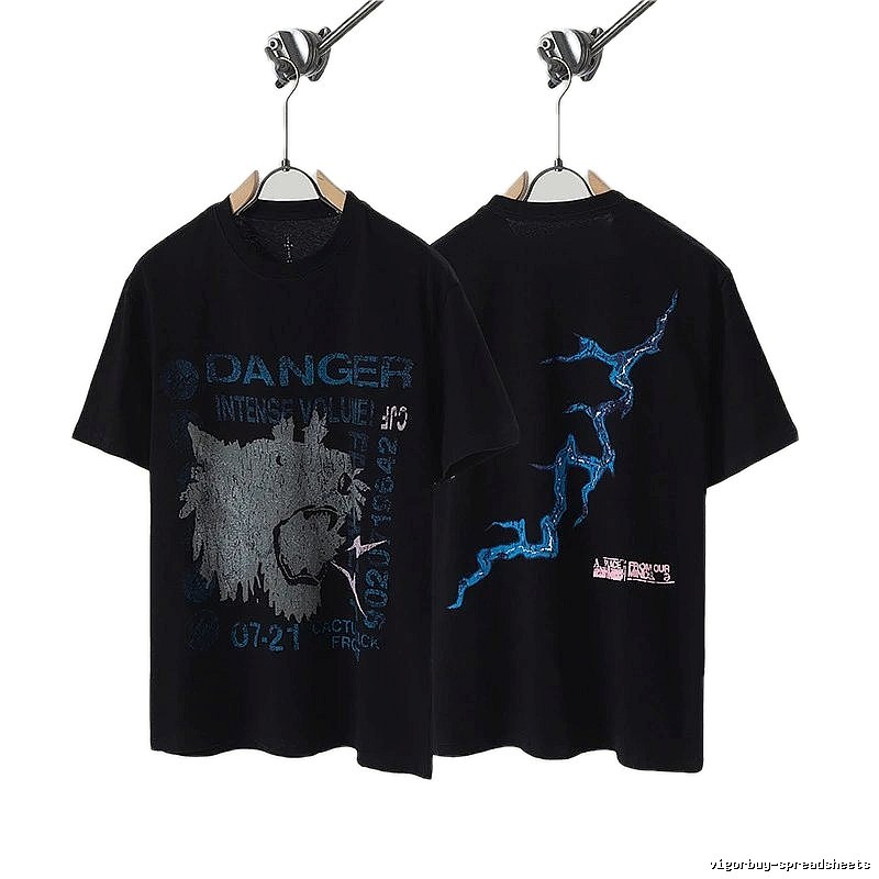 Travis Scott Lightning Print Street Style Black T-Shirt