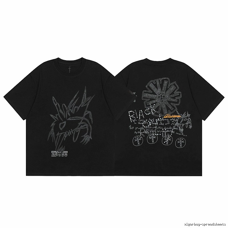 Travis Scott Urban Graphic T-shirt Brown Travis Scott with Statement Pattern