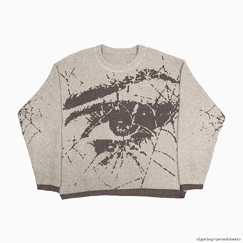 Urban Anime graphic sweater Black Knit Top with Statement Pattern