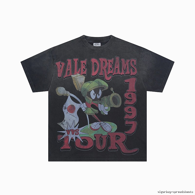 Valley Dreams Vintage Distressed Washed Black T-Shirt