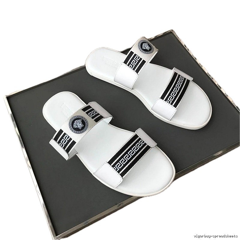 Versace Medusa Trendy Streetwear Style White Slides